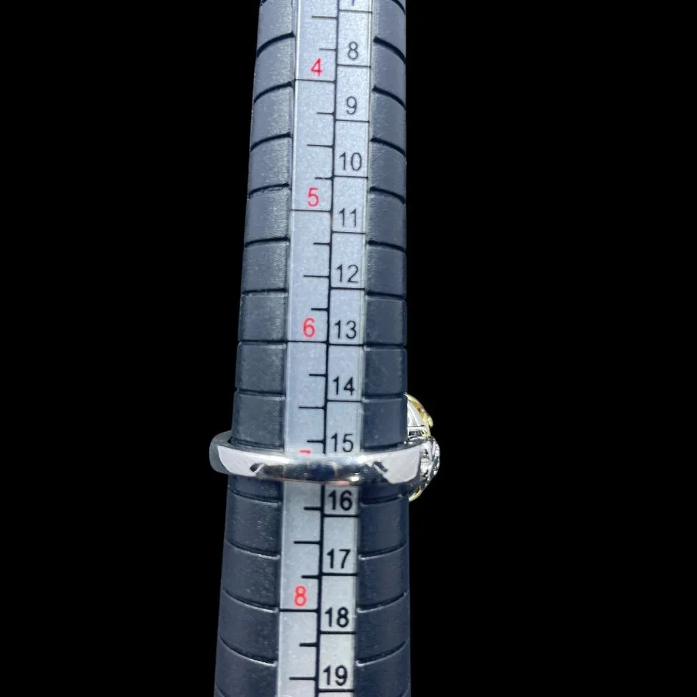 STS Karis Silver Tone Gold Accents Black Gold Veined Stone‎ Cocktail Ring NWT - Picture 7 of 8